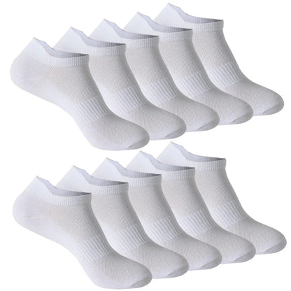 10 Pairs 100% Cotton Men Socks Summer Thin Breathable Socks High Quality No Show Boat Socks Black White Gray Short For Students