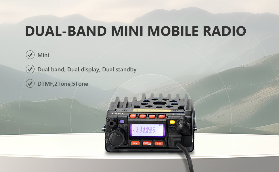 QYT KT-8900 25W GMRS Mobile Radio & Base Station,Long Range Two-Way Radio with NOAA Weather Scan & Alert, Integrated Control Mic