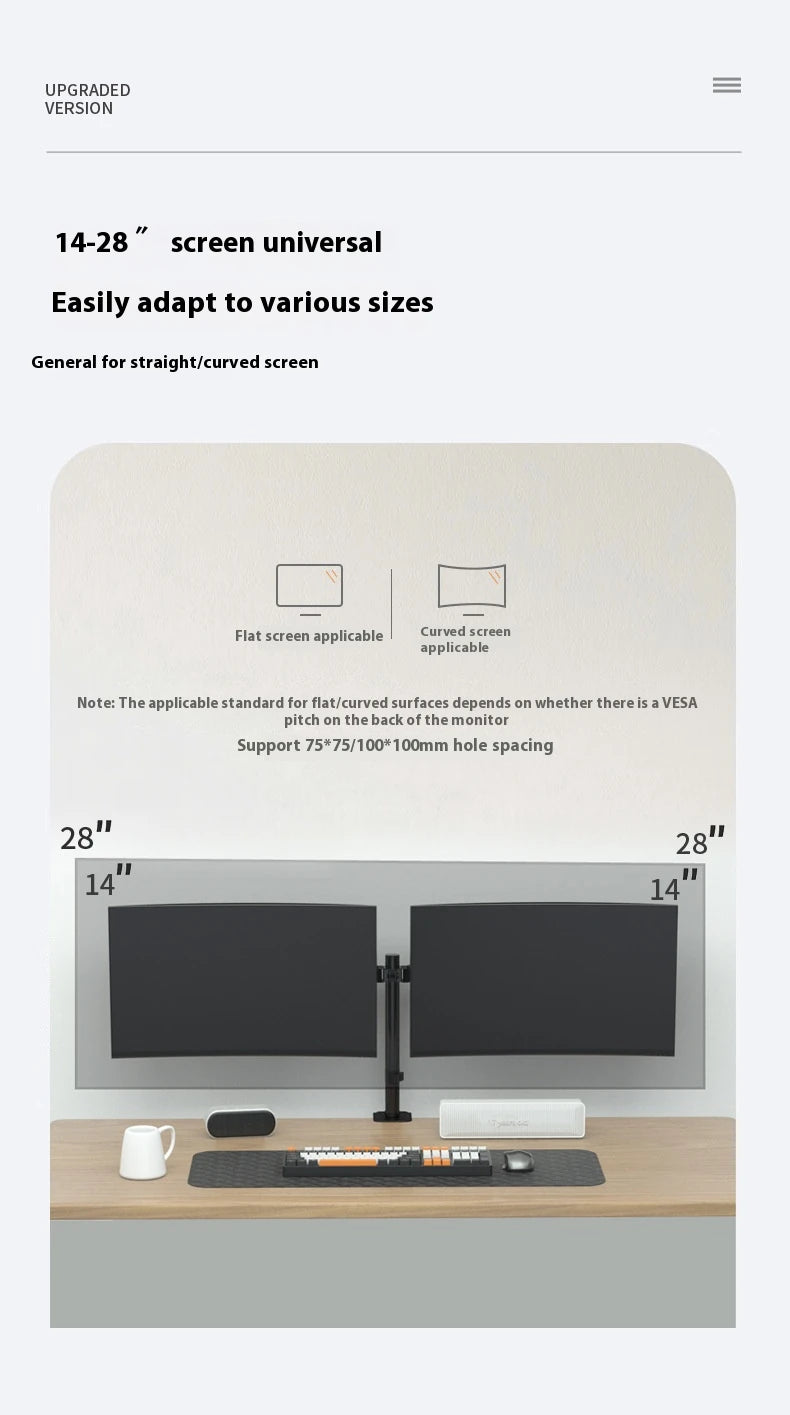 MS02N Laptop Desktop Dual Arm Computer Monitor Bracket 360° Rotary Height Adjustable Monitors Support Mount Stand for 10''-30''