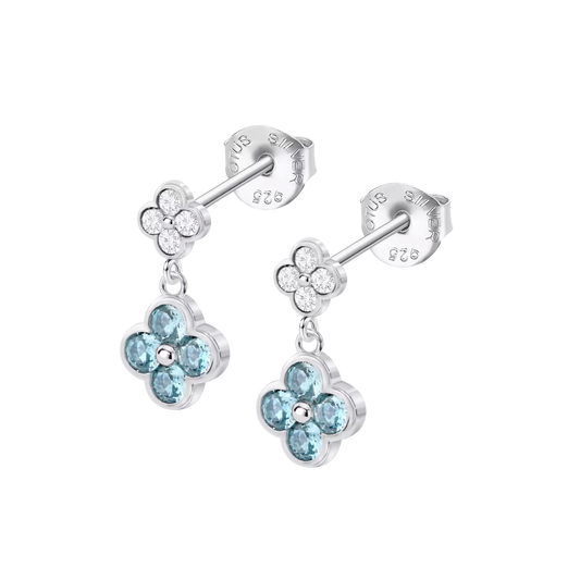 Lotus Silver Örhängen i Sterling Silver 925 med Zirkoner – Vit/Blå